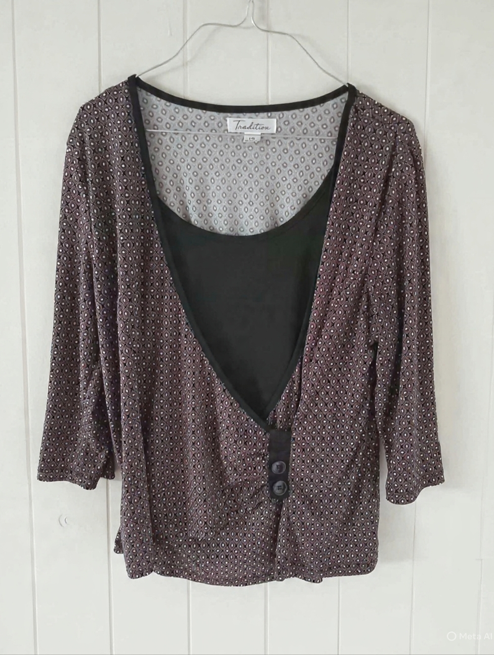 Tradition Women's Patterned Blouse - Black and Brown